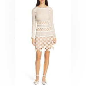 Self Portrait ECRU 3D FLORAL CROCHET
LACE MINI DRESS, US 2 / UK 6, White, NWT